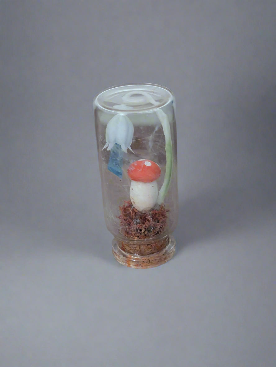 Mini Forest Terrarium โ Toadstool & Bellflower with Crystal Vial (2โ)
