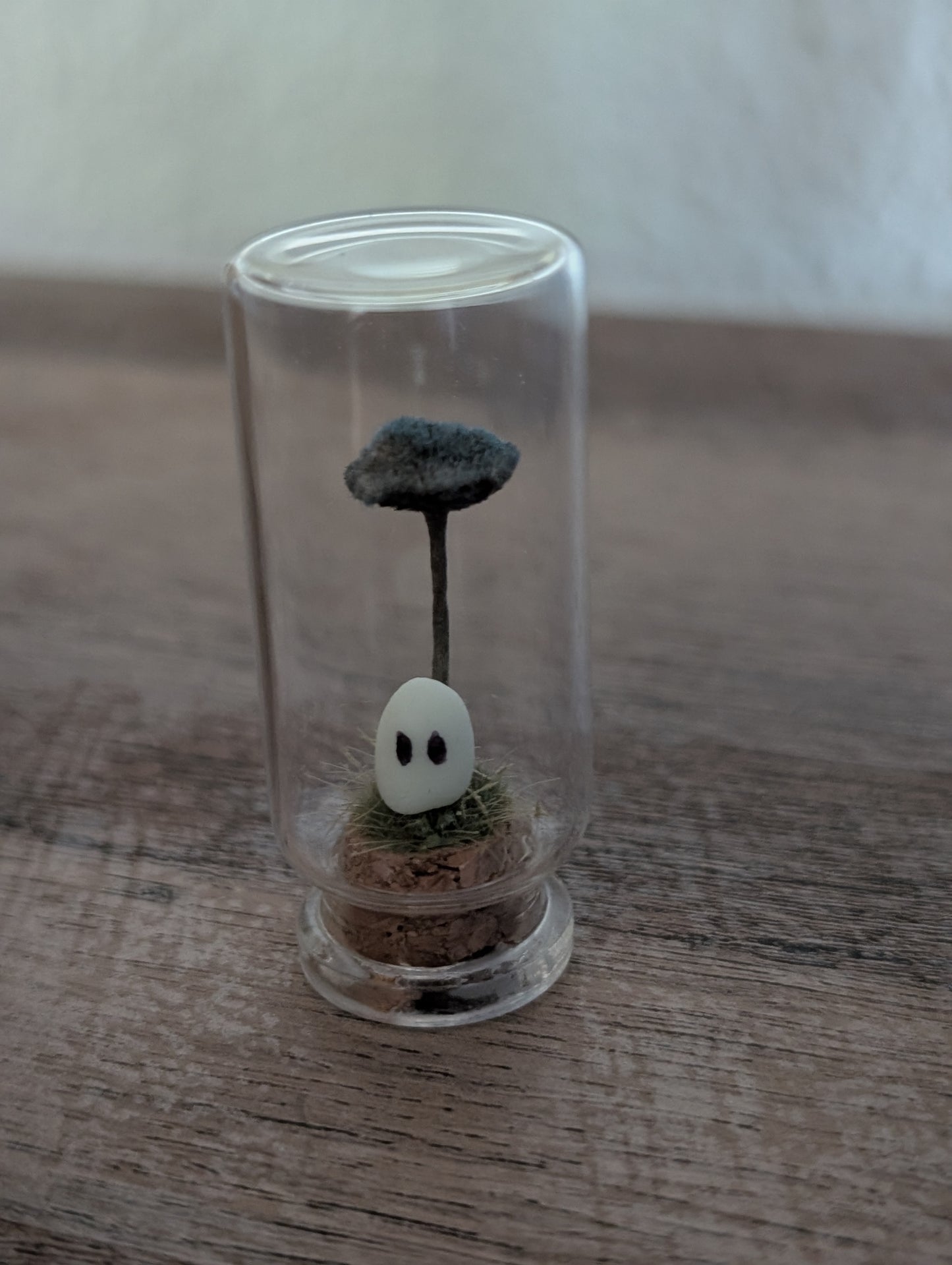 Mini Ghost Terrarium – Forest Spirit Under Mushroom Dome (2”)