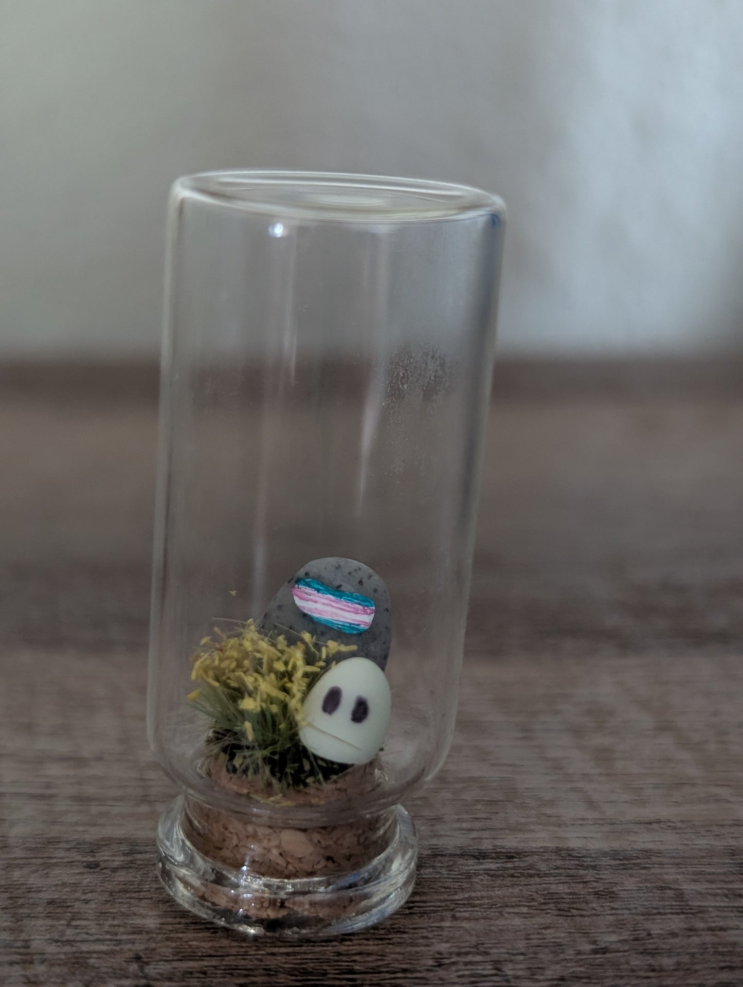 Mini Trans Pride Ghost Terrarium – Queer Spirit in a Glass Dome (2”)