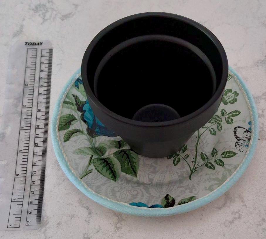 Upcycled Blue Bloom Saucer – Vintage-Inspired Floral Print