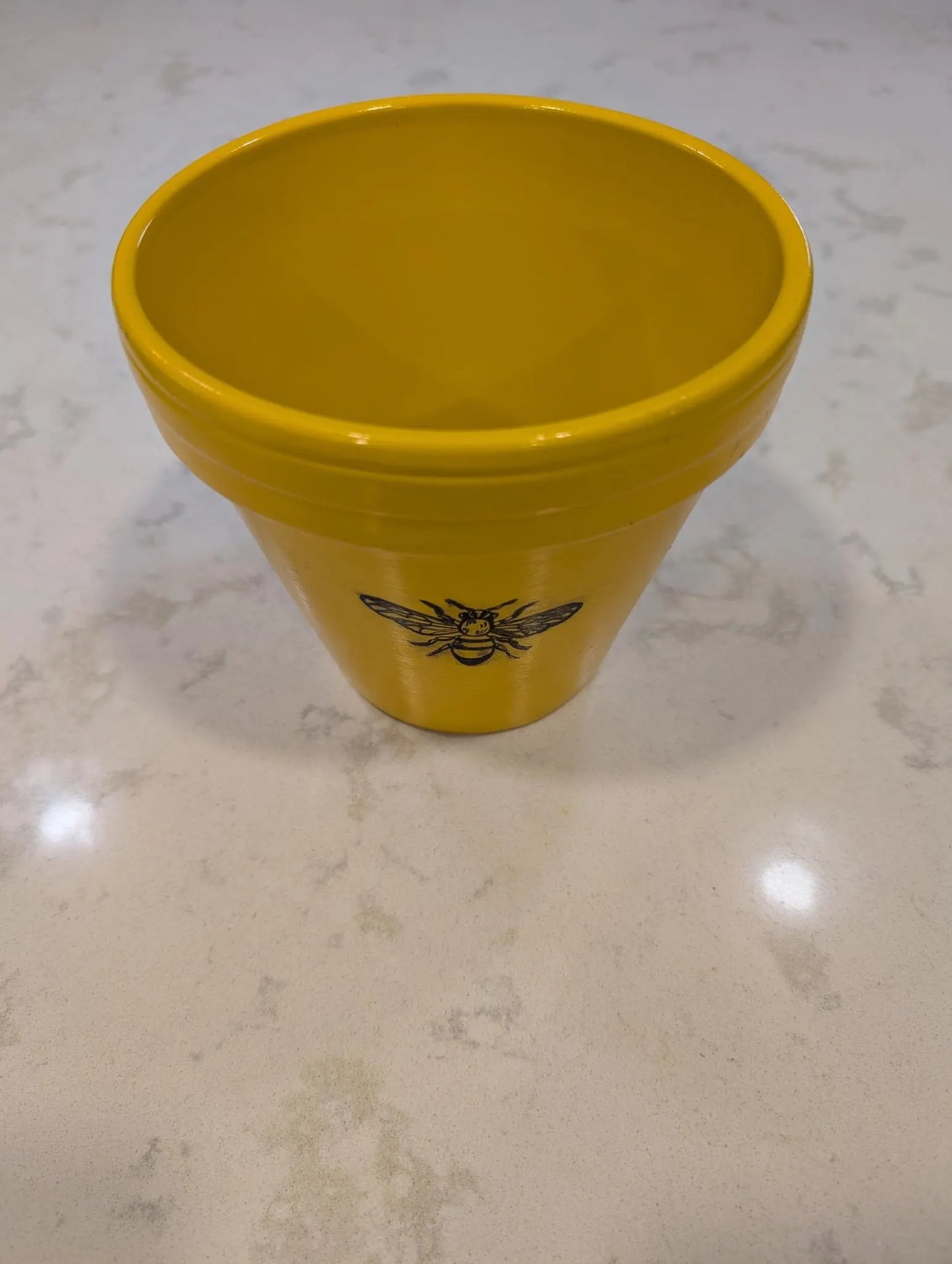 6” Bee Bright Pot – Hand-Painted Yellow Terracotta Planter
