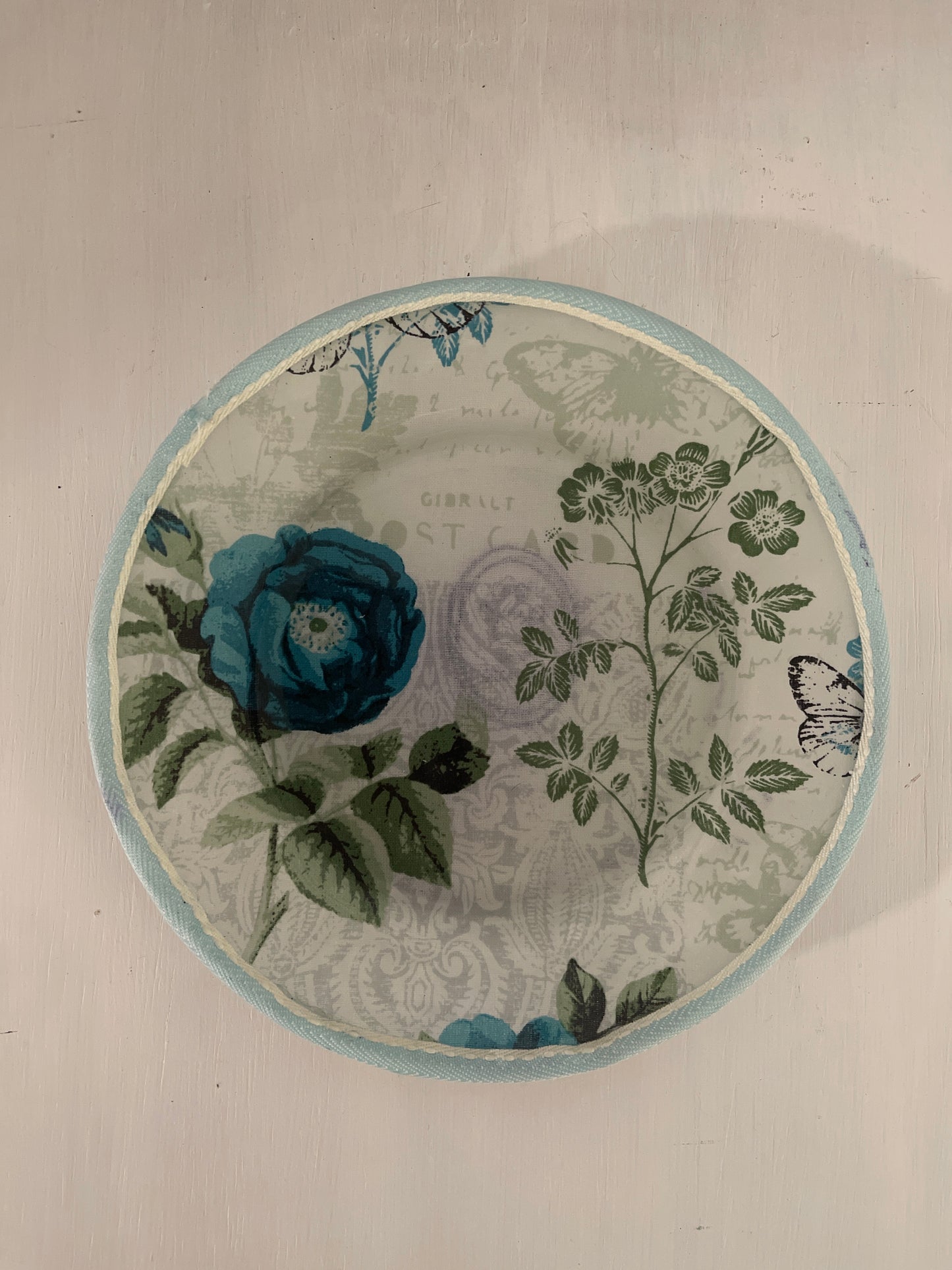 Upcycled Blue Bloom Saucer – Vintage-Inspired Floral Print