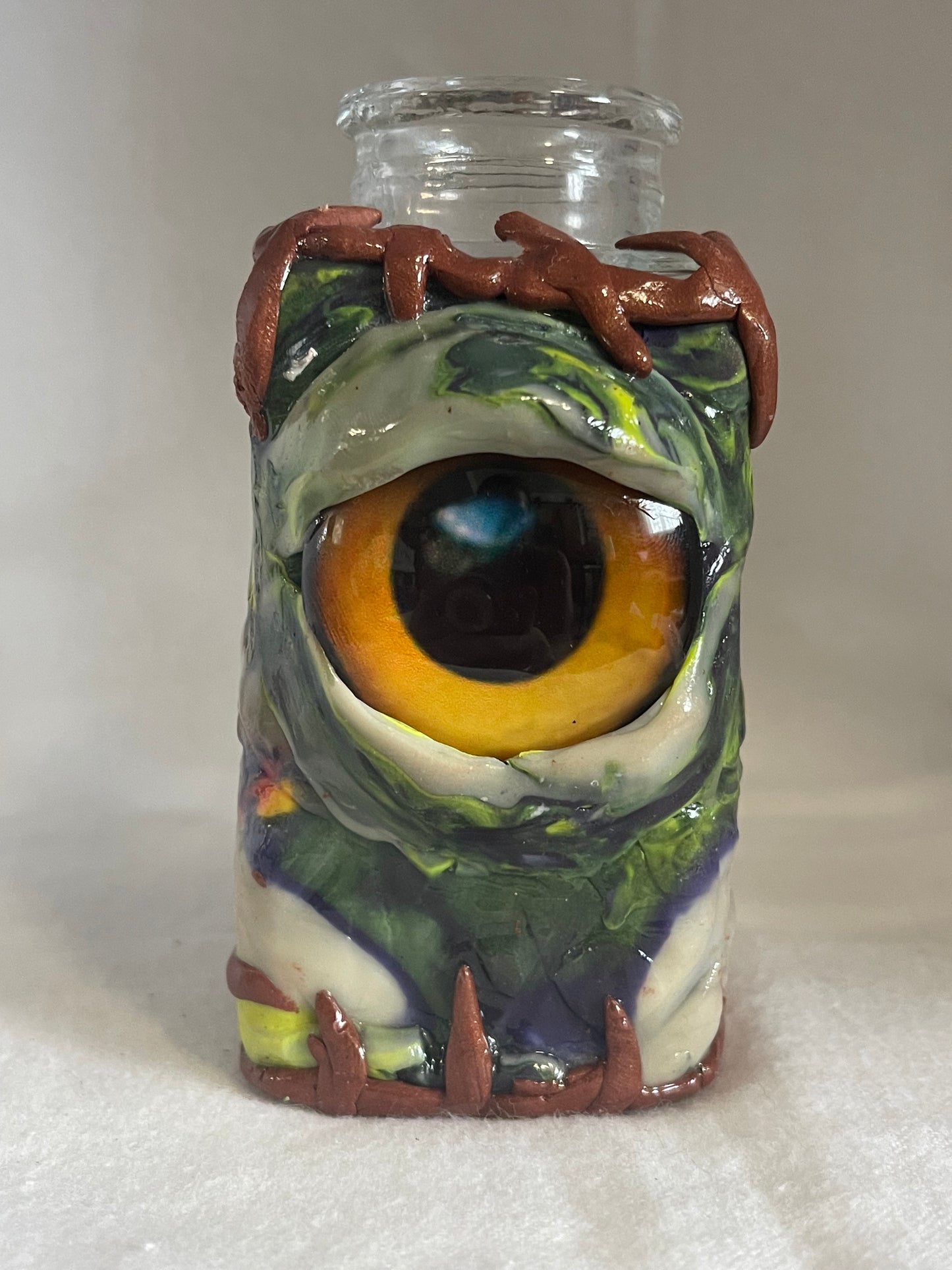 ๐๏ธ Monster Eye Propagation Jar โ Handmade Polymer Clay & Glass