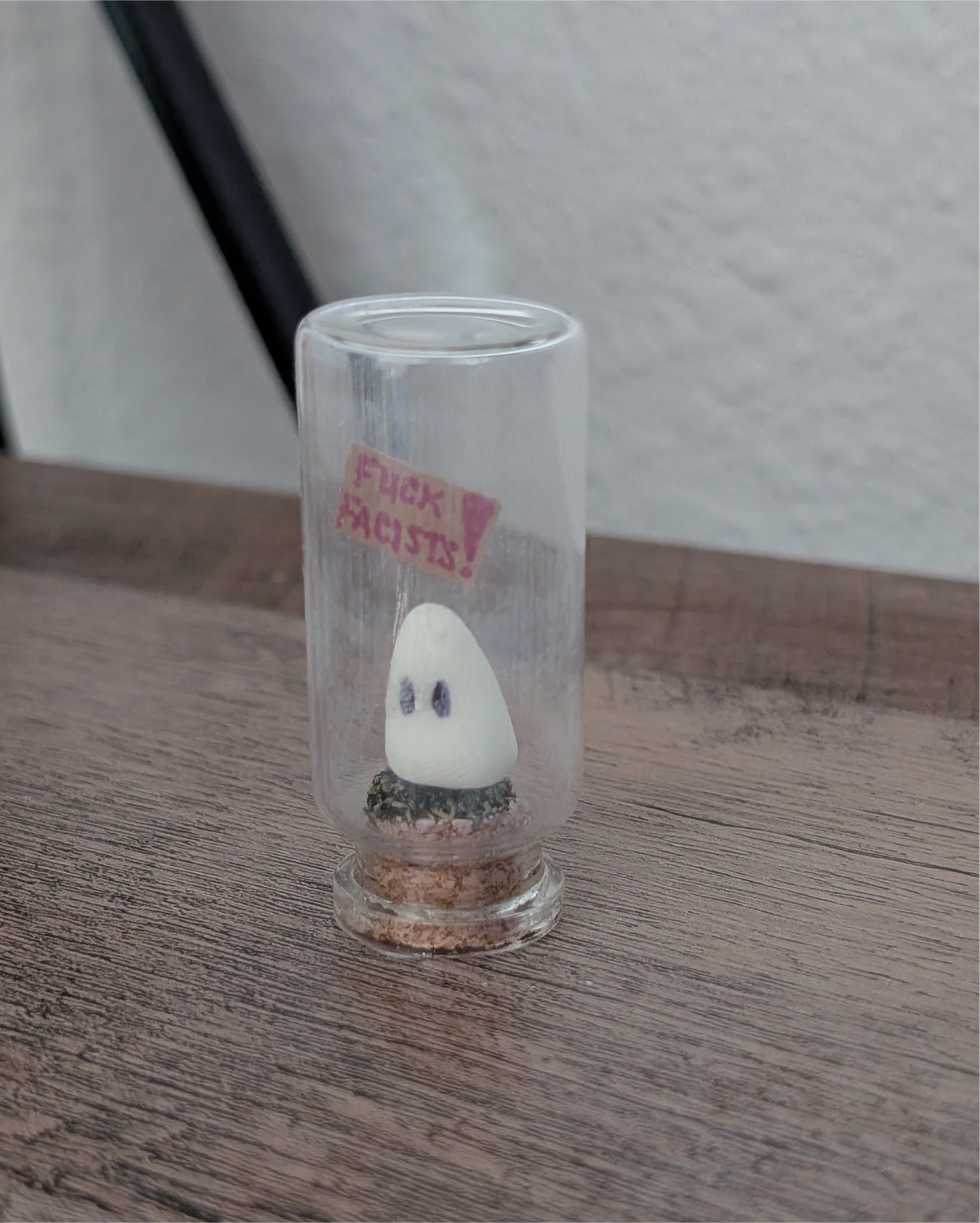 Mini Protest Ghost Terrarium – “F*ck Fascists” Spirit in a Dome (2”)