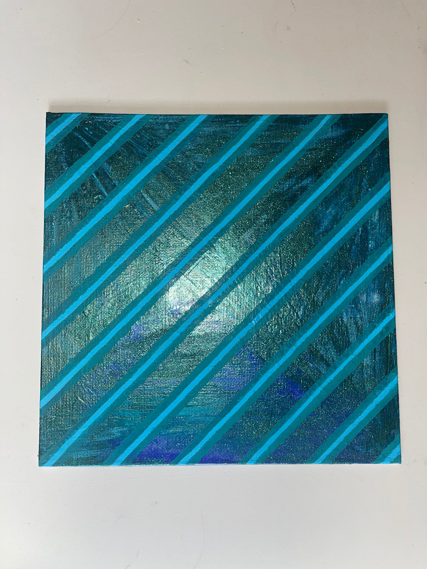 “Dreaming in Shades of Peacock” – 8” x 8” Mixed Media on Canvas