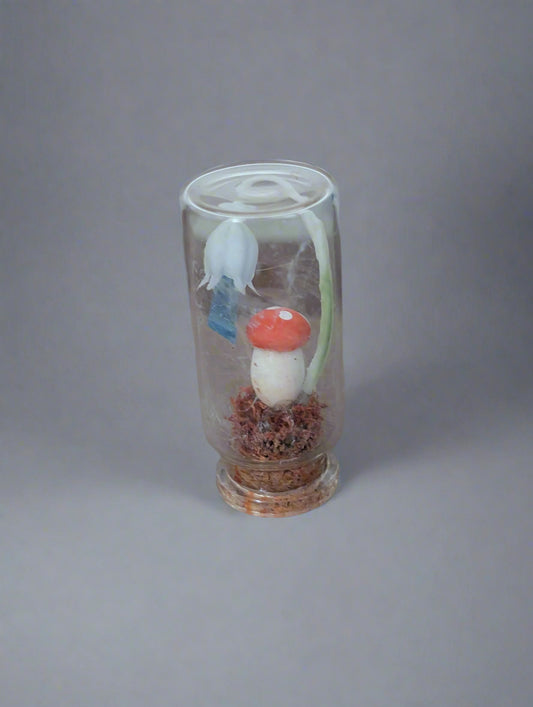 Mini Forest Terrarium – Toadstool & Bellflower with Crystal Vial (2”)