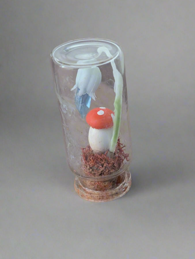 Mini Forest Terrarium – Toadstool & Bellflower with Crystal Vial (2”)