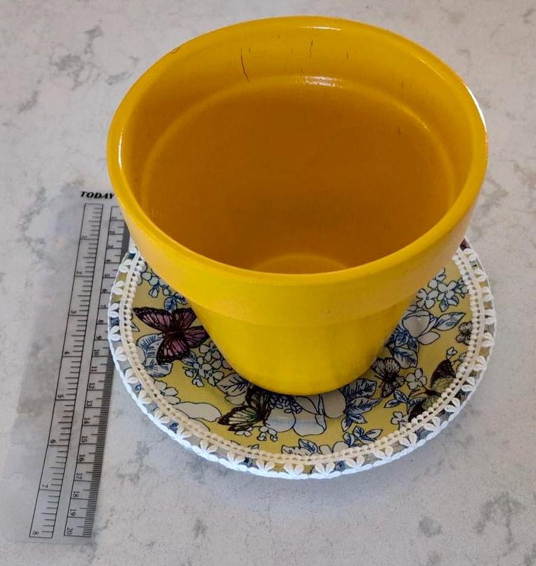 Butterfly Garden Upcycled Glass Saucer – Handmade Boho Plant Base