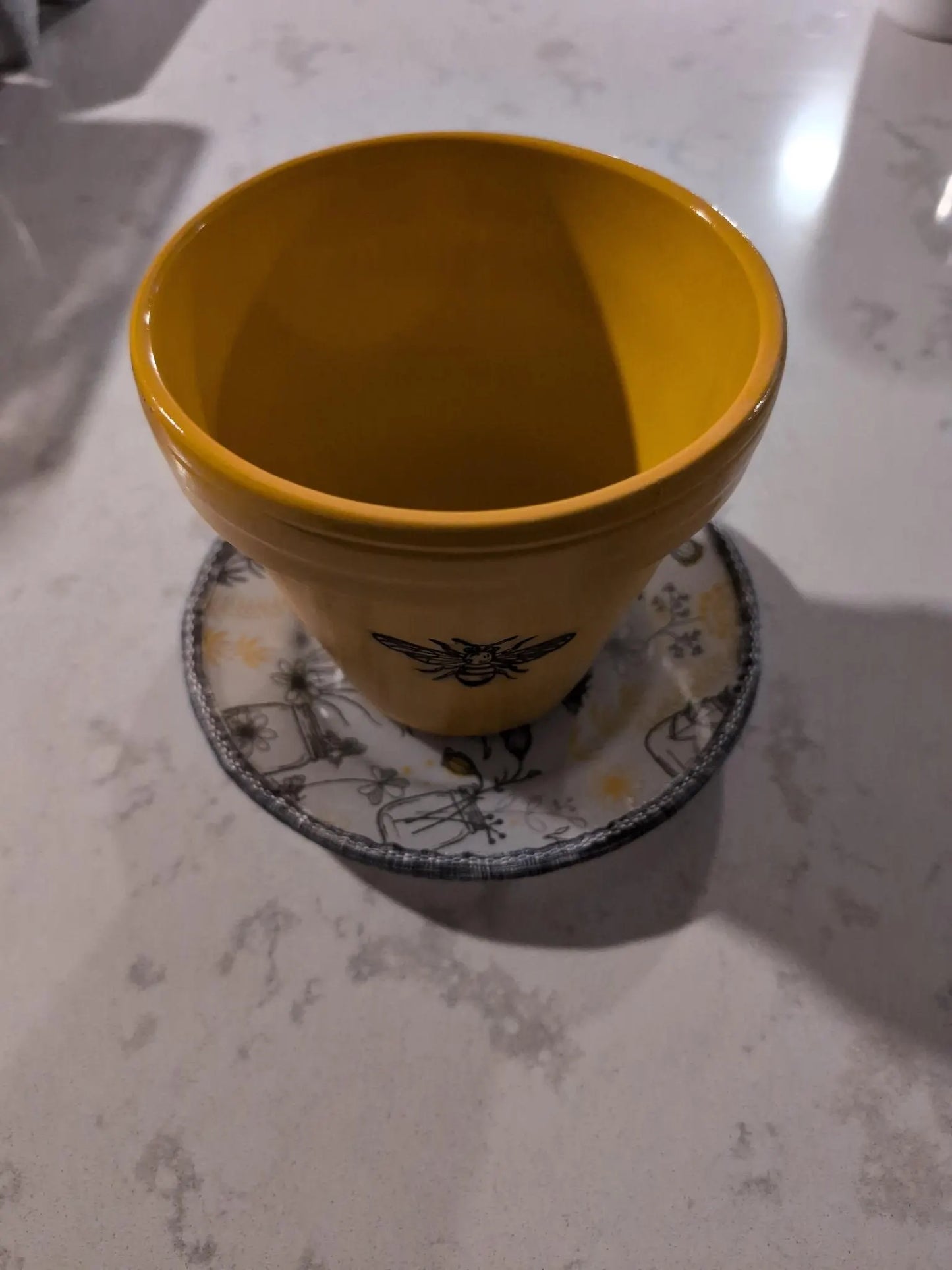 Honey & Wildflowers – Cottagecore Upcycled Saucer (7”) | Mason Jar Bee Decor for Plants or Trinkets
