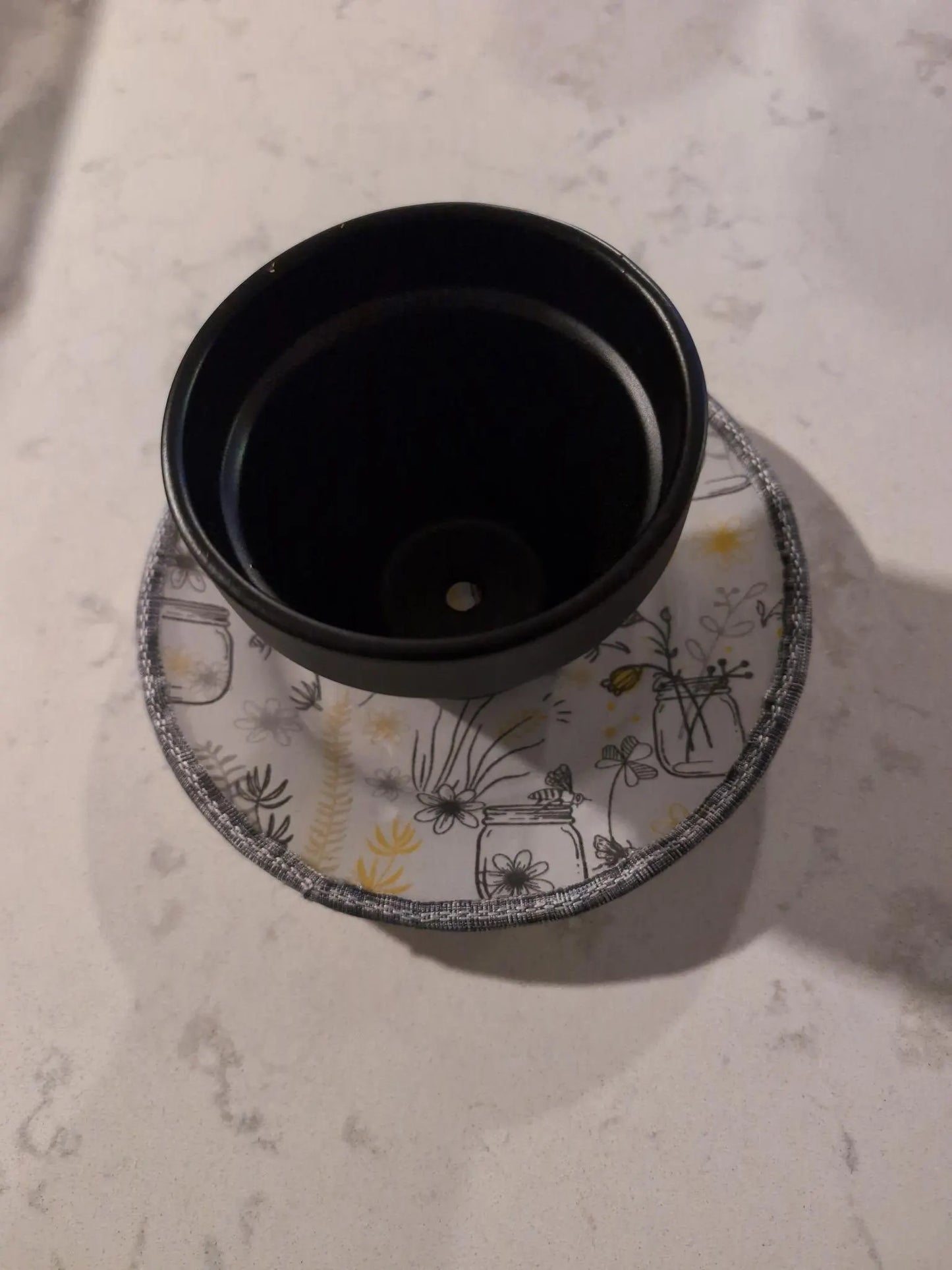 Honey & Wildflowers – Cottagecore Upcycled Saucer (7”) | Mason Jar Bee Decor for Plants or Trinkets
