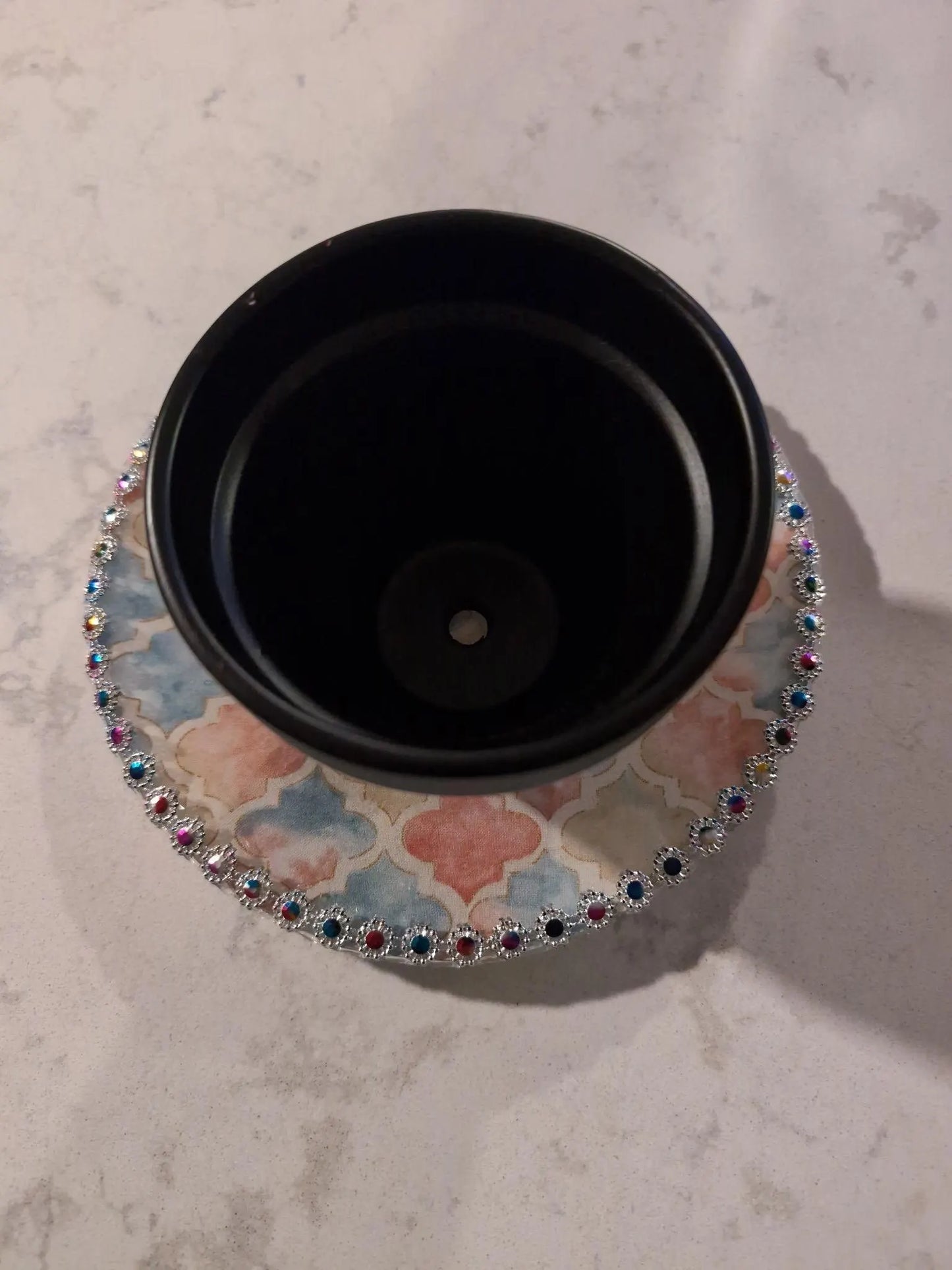 Pastel Palace – Bejeweled Upcycled Saucer (7”) | Glam Boho Plant Tray or Trinket Dish