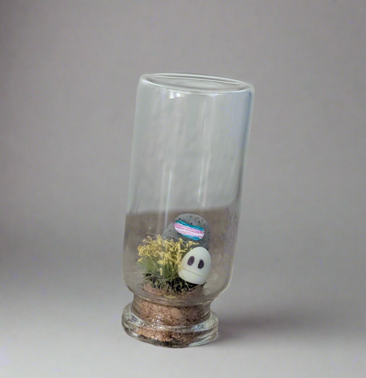 Mini Trans Pride Ghost Terrarium – Queer Spirit in a Glass Dome (2”)