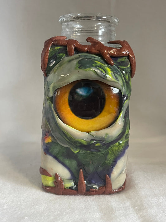 👁️ Monster Eye Propagation Jar – Handmade Polymer Clay & Glass