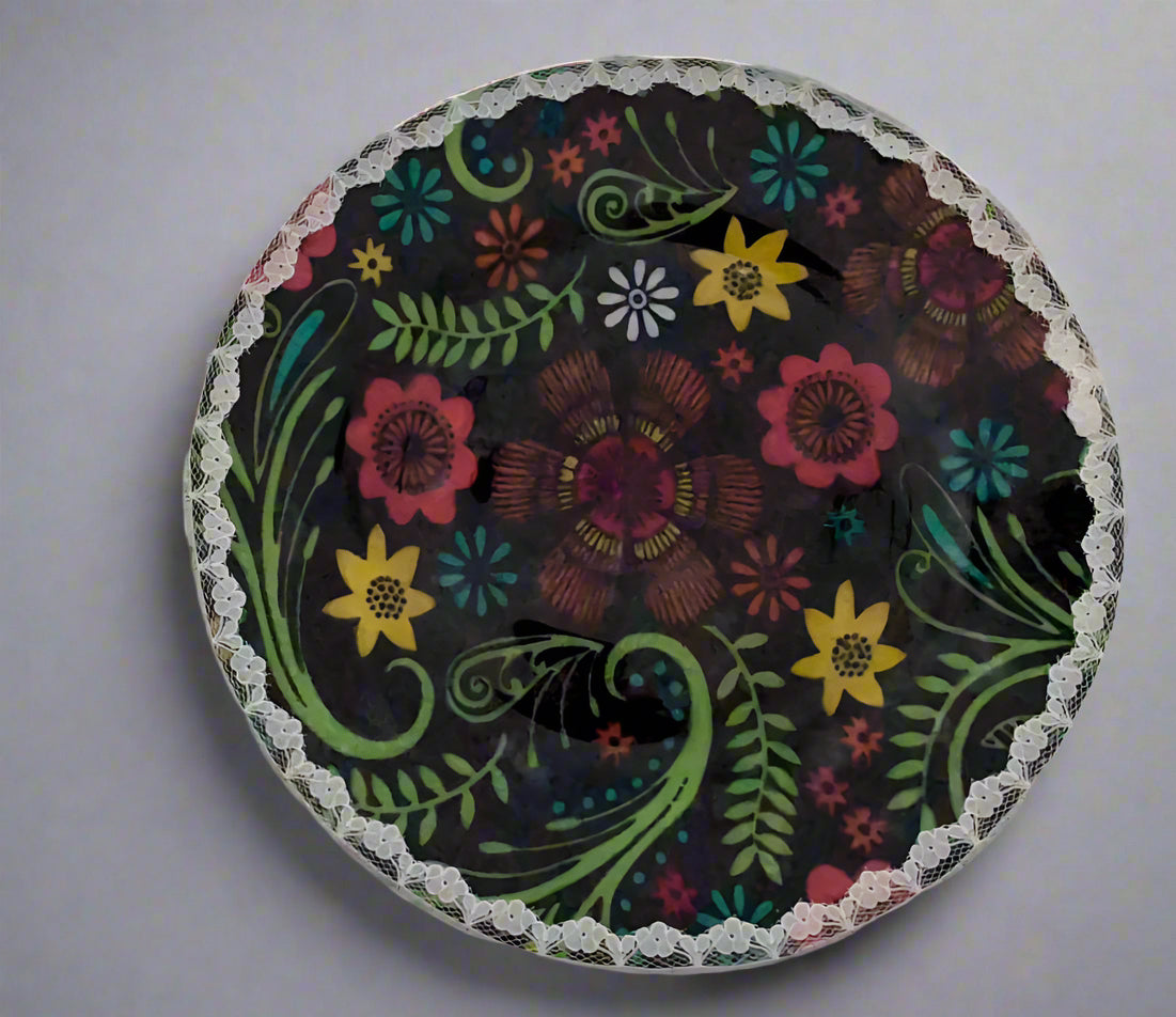 Upcycled Folk Floral Saucer