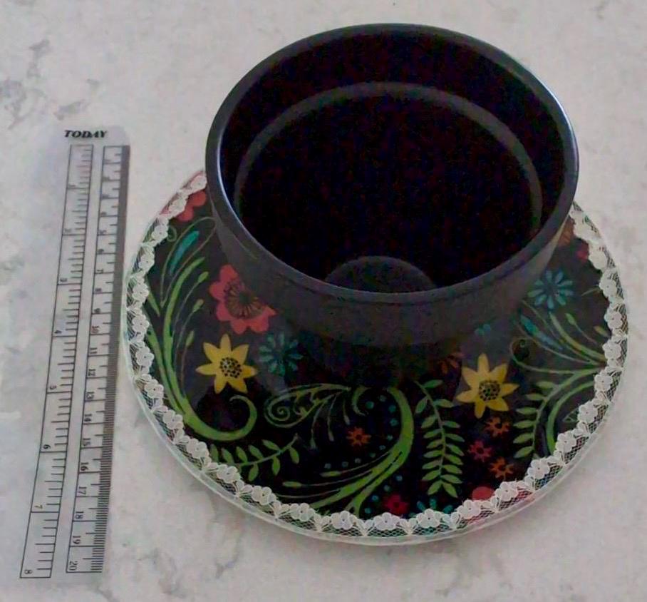 Upcycled Folk Floral Saucer