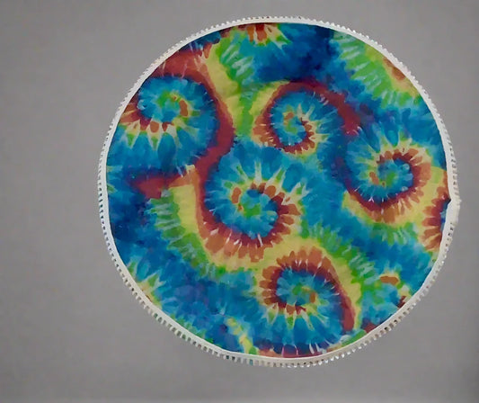 Upcycled Tie-Dye Saucer – Rainbow Spiral Print