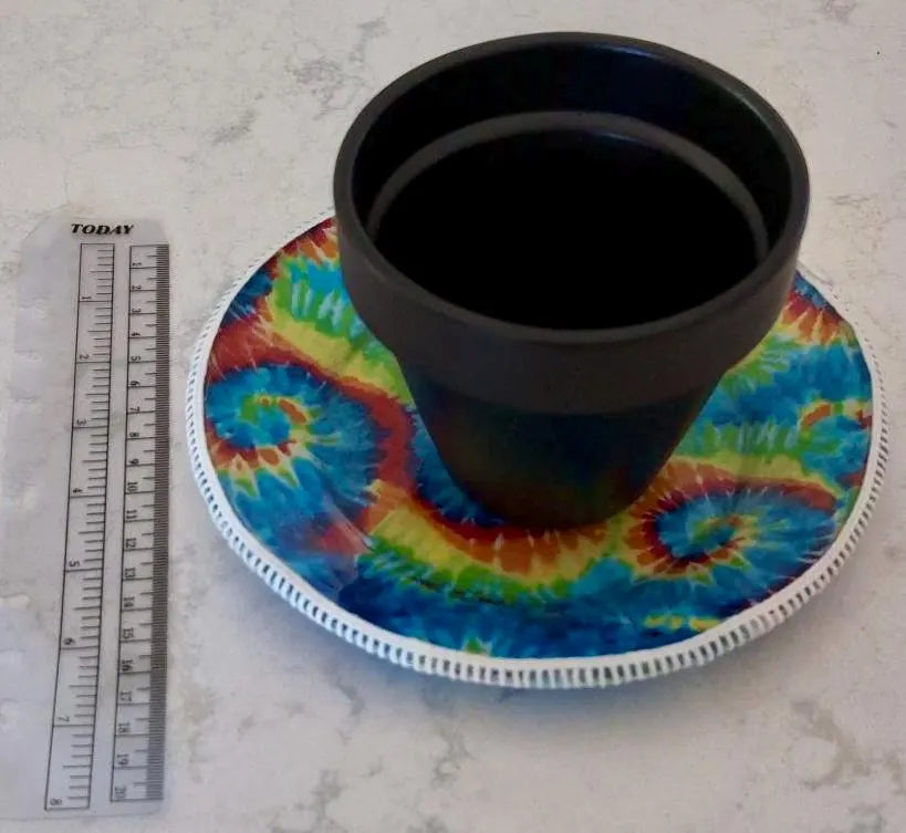 Upcycled Tie-Dye Saucer – Rainbow Spiral Print