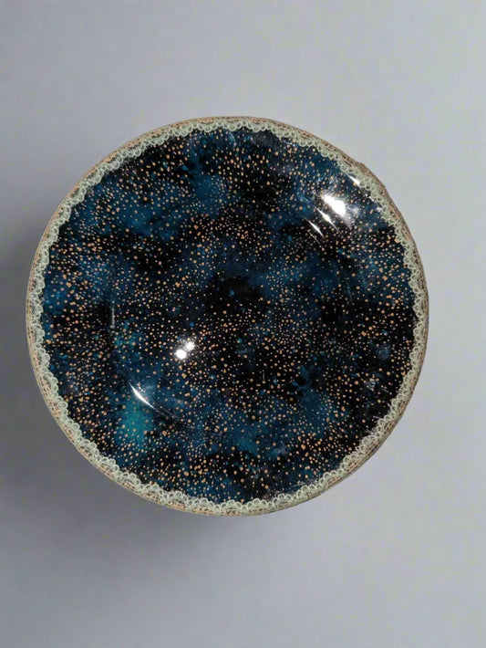 Stargazer – Celestial Upcycled Saucer (7”) | Cosmic Boho Plant Base or Trinket Dish