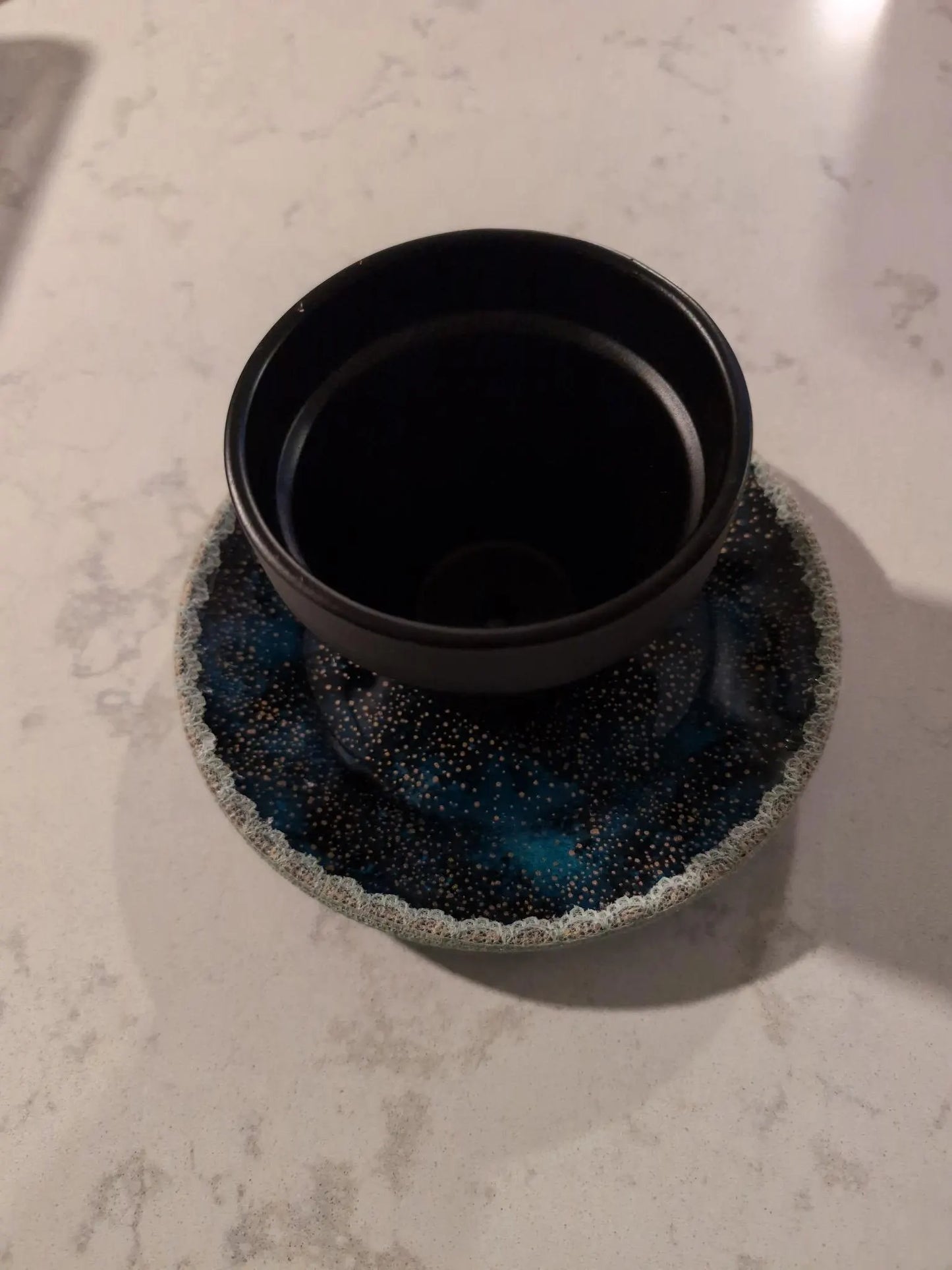 Stargazer – Celestial Upcycled Saucer (7”) | Cosmic Boho Plant Base or Trinket Dish