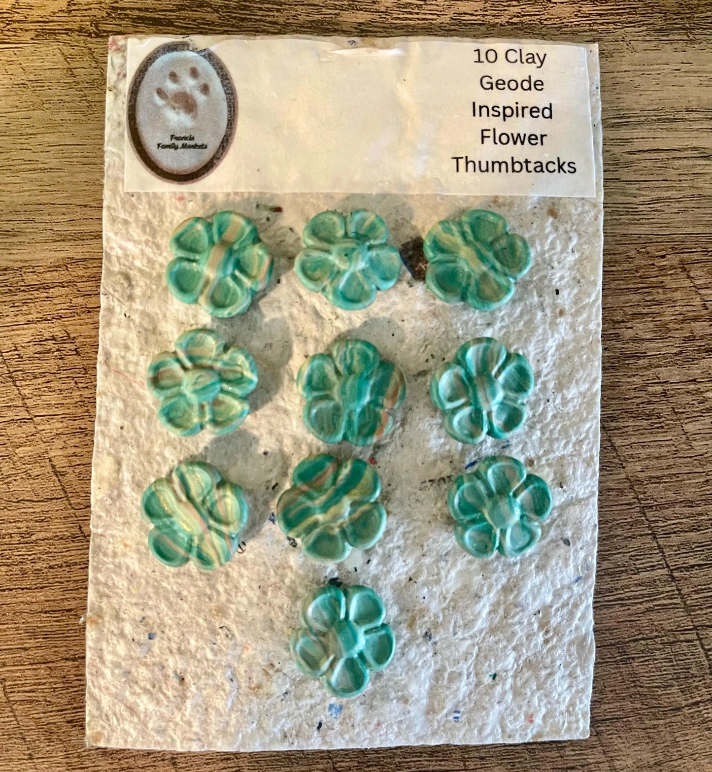 📌 Handmade Polymer Clay Thumbtacks – Pack of 10