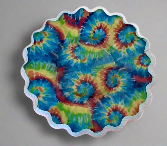 Upcycled Tie-Dye Saucer – Wavy Rim Edition
